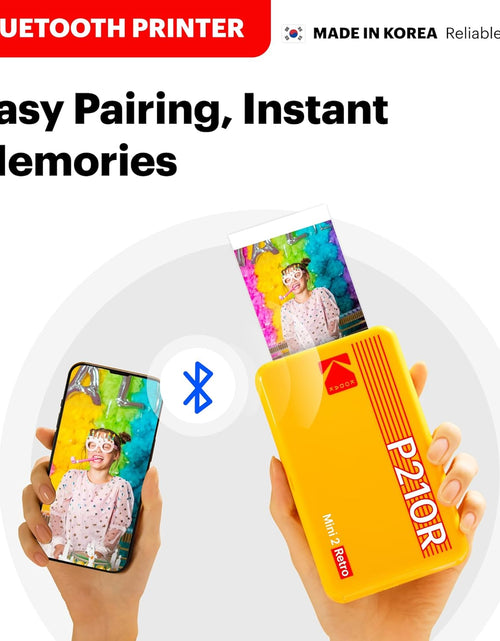 Load image into Gallery viewer, Mini 2 Retro 2X3 Portable Photo Printer, 8 Sheets, Bluetooth Smartphone Printer for Iphone &amp; Android, Instant Color Prints, 4PASS Dye Sublimation, White
