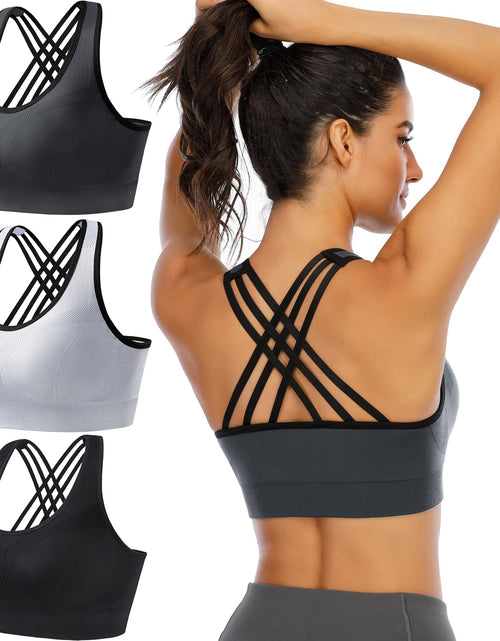 Load image into Gallery viewer, Women'S Sports Bras Padded Sports Bra Supportive Strappy Criss Cross Yoga Bra Workout Athletic Bras 3 Pack
